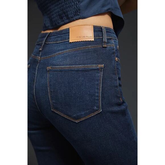 Avec Les Filles Jeans “It Girl” High-Rise Flare Stretch Denim Womens Size 28 EUC - Picture 8 of 14